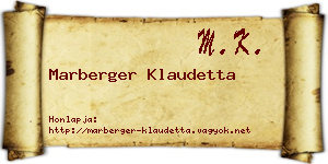 Marberger Klaudetta névjegykártya